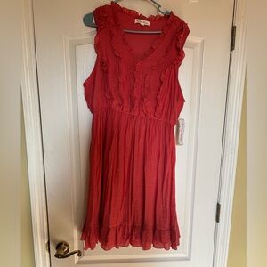 Burnt orange ruffled dress